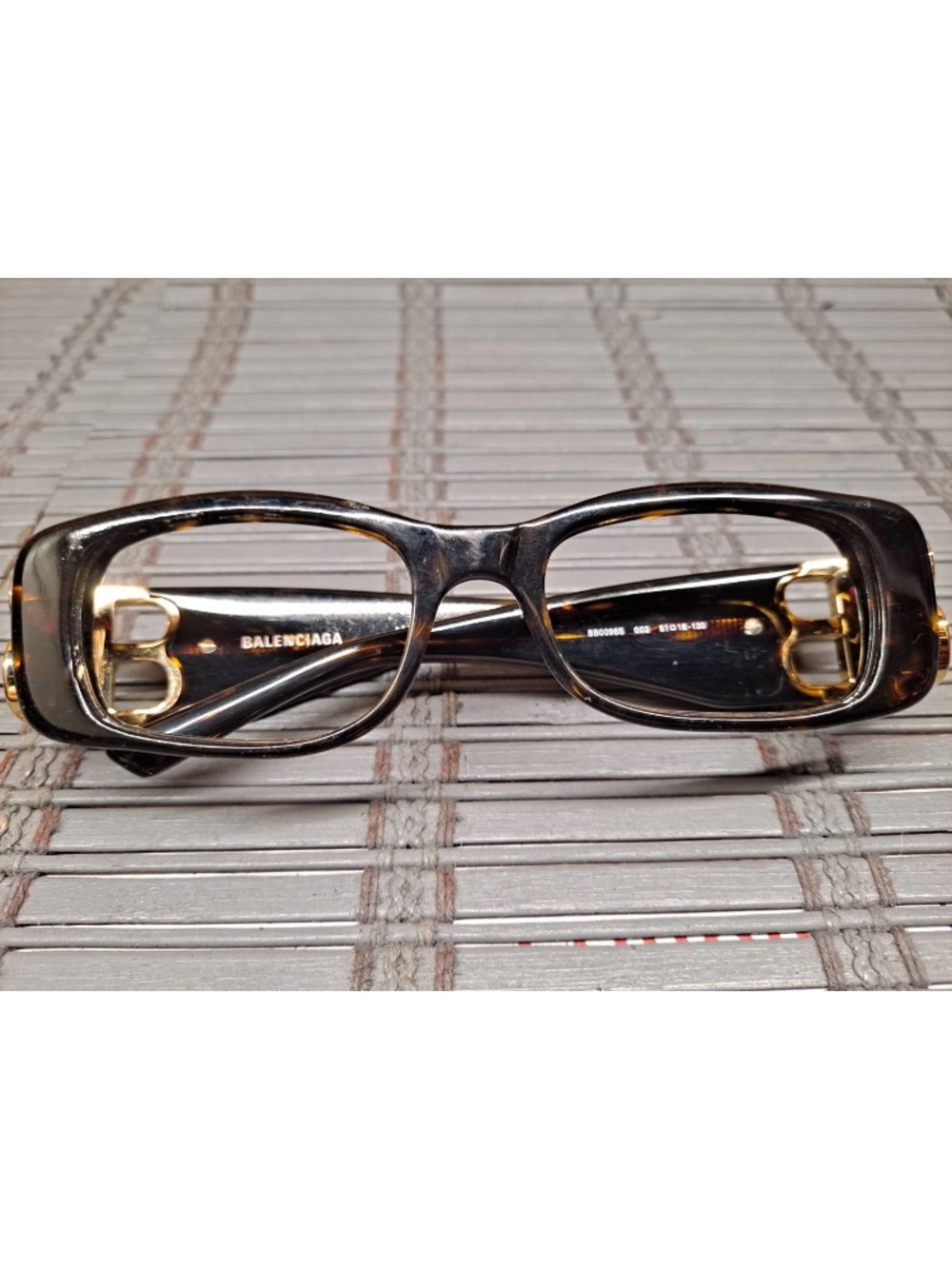 Balenciaga Black Tortoiseshell-Accent Rectangular Men's Glasses